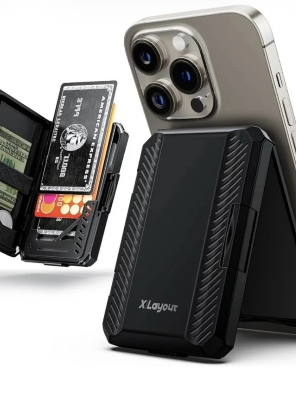 Black Magnetic Card Wallet for Smartphones